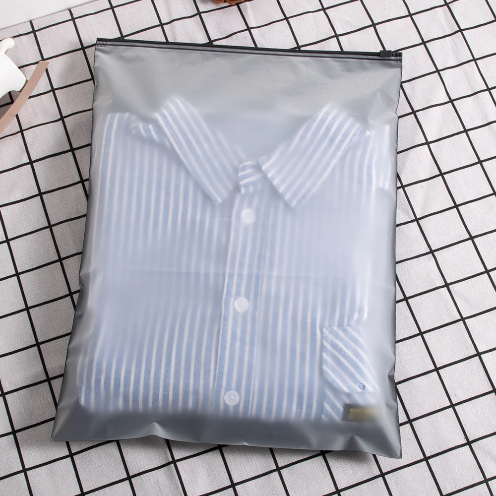 Translucent Matte Black Custom Logo Plastic Packaging Mailing Zip Lock Ziplock Bag Frosted Zipper Bag For Clothing & Underwear