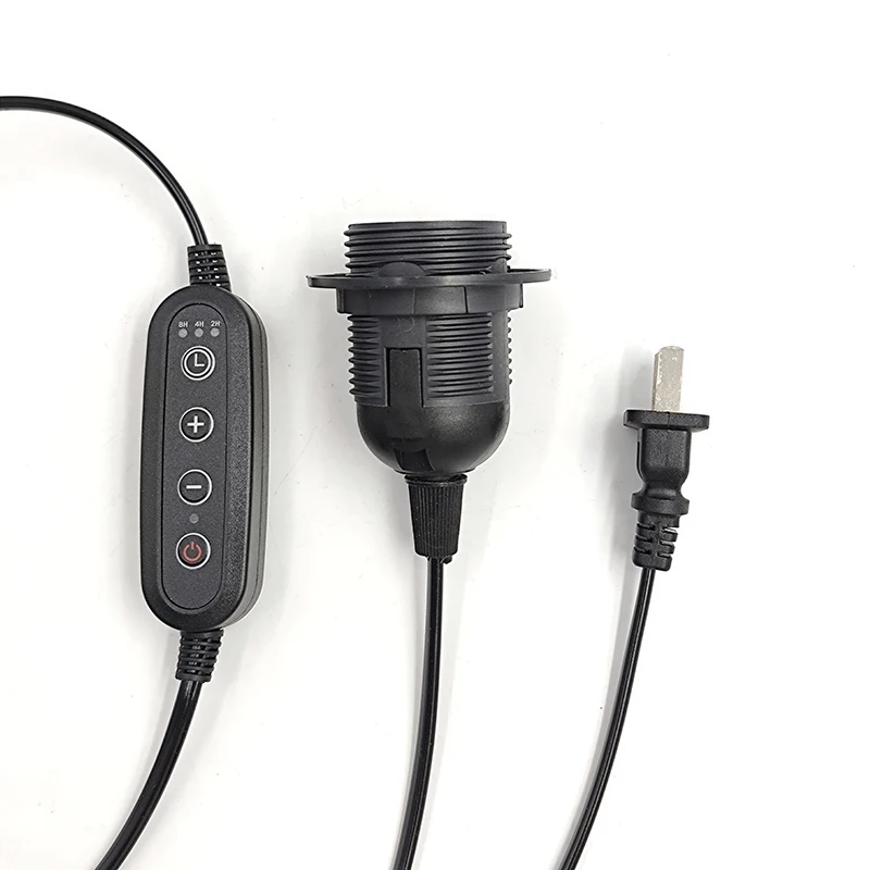 Hagood EU US Plug AC Power Cord Cable E27 LED Timing Dimming Switch Wall Hanging Holder Switch Wire Extension for Pendant Hang