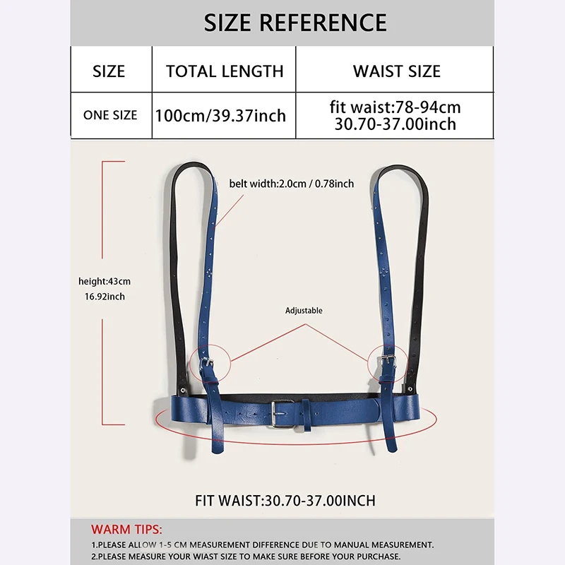 European And American Punk Style Navy Blue Waistband Harness Belt Female Male Harness Belts Waistcoat Suspender Belt