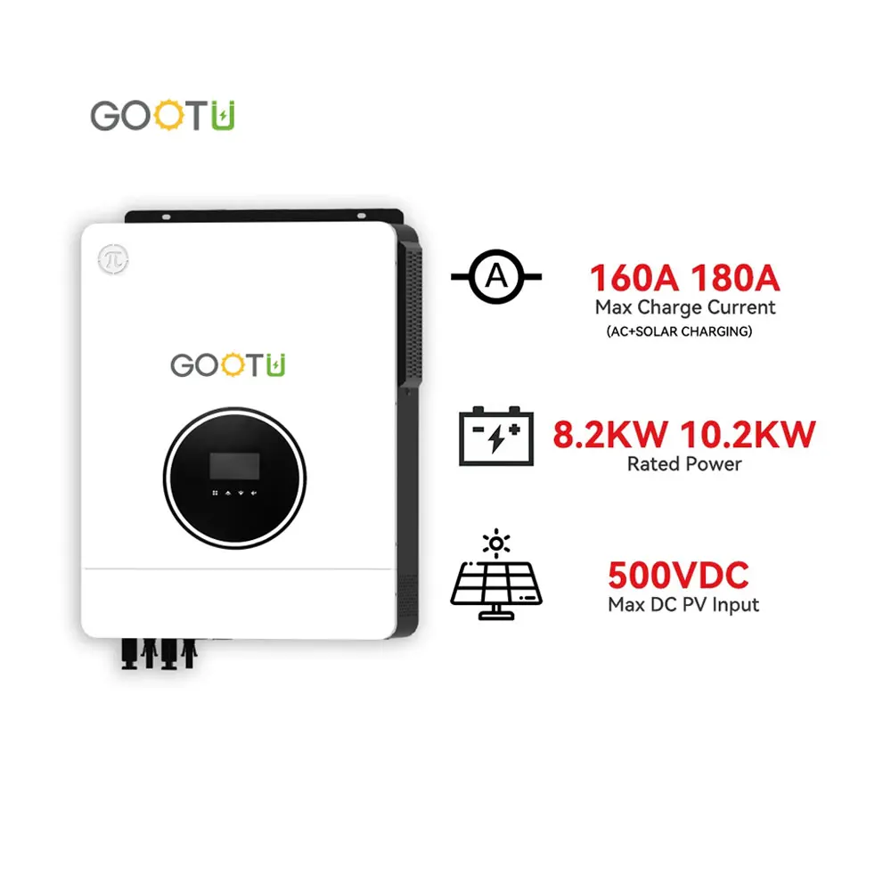 Гибридный солнечный инвертор GOOTU 10 2 кВт 48 В двойной выход контроллер MPPT 160 А переменного тока интеллектуальный Wi-Fi для солнечной системы
