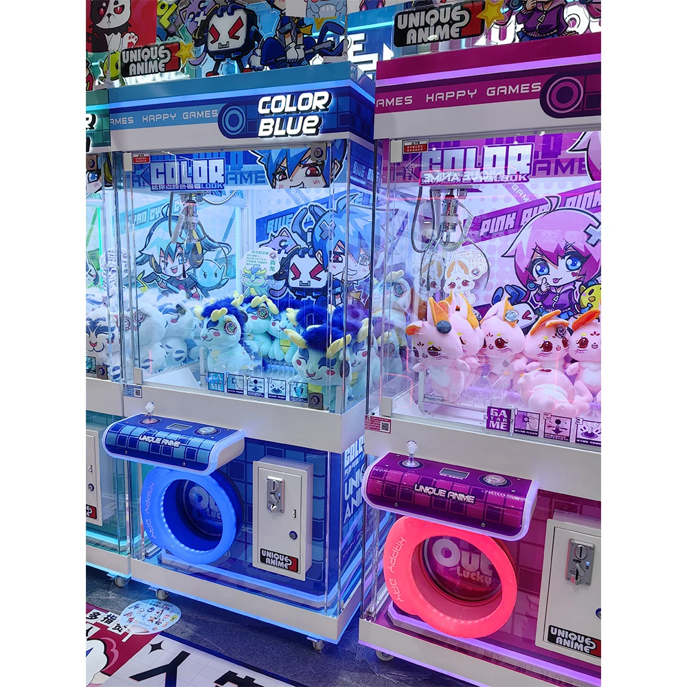 New Arrival Custom Colorful Korean Doll Machine Coin Operated Doll Claw Crane Machine For Sale
