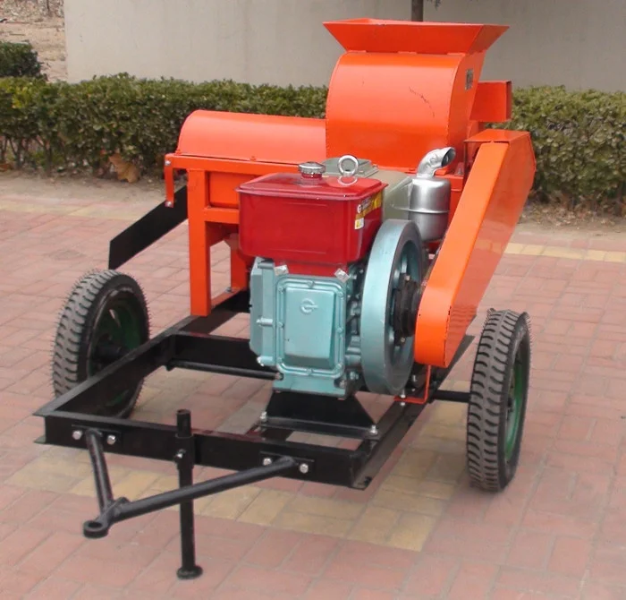 Towable wheels type powerful diesel engine belt driven corn thresher and shelling machine