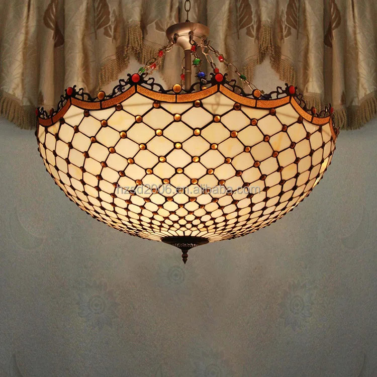 32' Large Size New Retro Style Pendant Lamp Tiffany Stained Glass Hotel Villa And  Lobby Chandelier Light