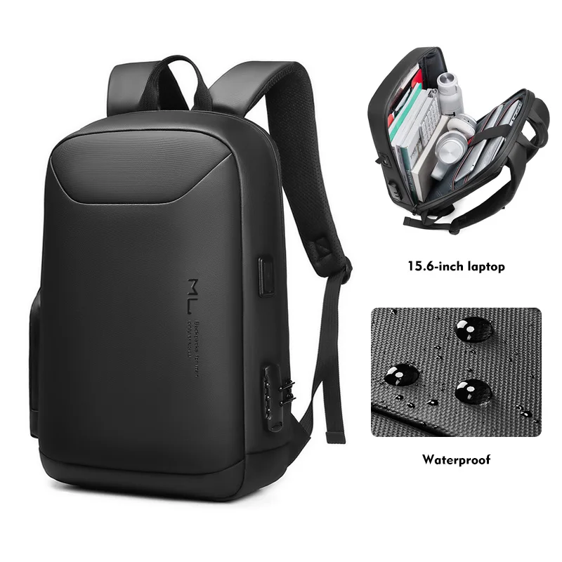 Factory new wholesale business usb men custom logo mochila waterproof school bags anti theft laptop backpack