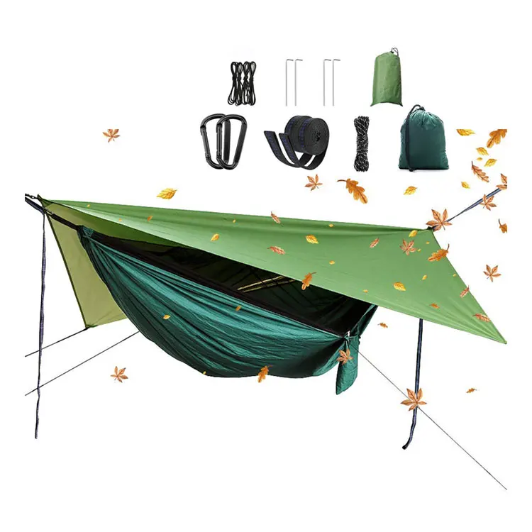 Single double high strength parachute full set hammock, travelling mosquito net camping hammock rainfly
