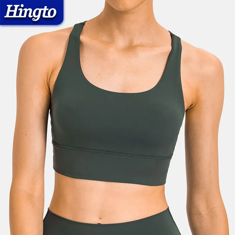 High Quality Cross Back Yoga Top Soft Slim Fit Quick Dry Strappy Workout Bra Running Athletic Gym Sports Bra for Women