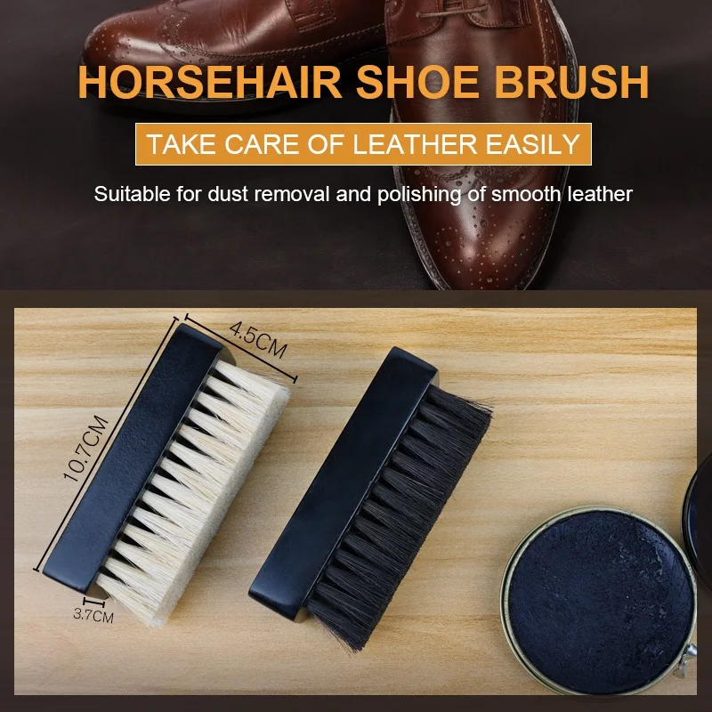 Factory Wholesale Custom Logo Wooden Shoe Shine Brush Wood Horse Hair Cleaning Brush