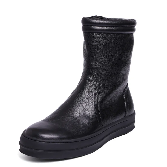 2021 «Брок»; Мужская обувь; Обувь с высоким берцем для мужчин, на толстой подошве с круглым носком из воловьей кожи повседневная обувь в Бонд кожи; Полусапожки с мягкой подошвой