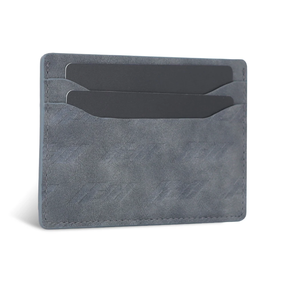 Retro Slim Matte Card Holder Quality Various Printing Embossed Logo ID Card Holder Leather Wallet