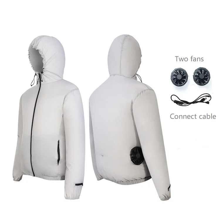 Men Women Summer Unisex Smart Fan Cooling Jacket Air Conditioned Clothes For Summer Outdoor Anti UV Waterproof Long Hoodie Coat