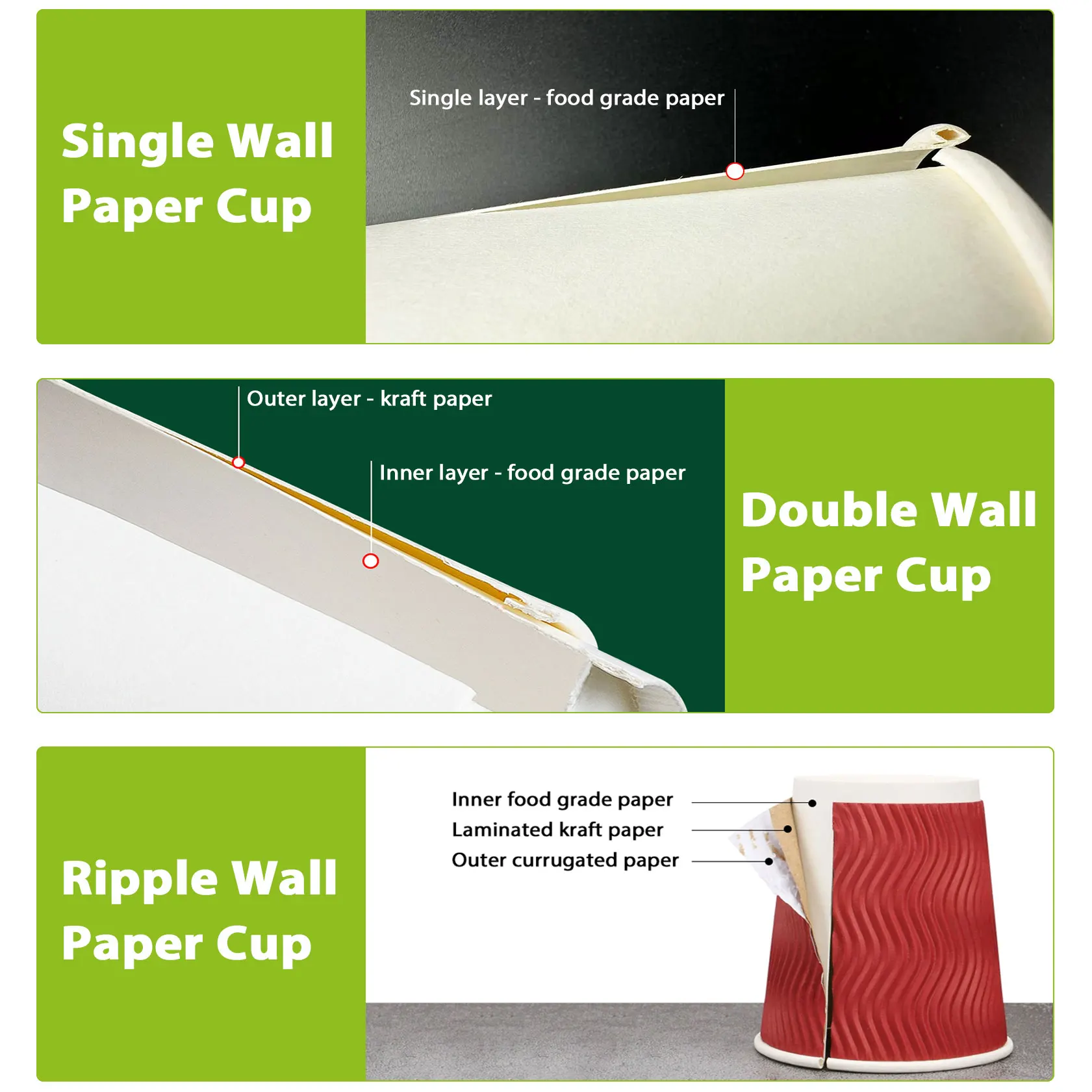 Custom approved disposable coffee paper cups to go hot cup available with lids different volume
