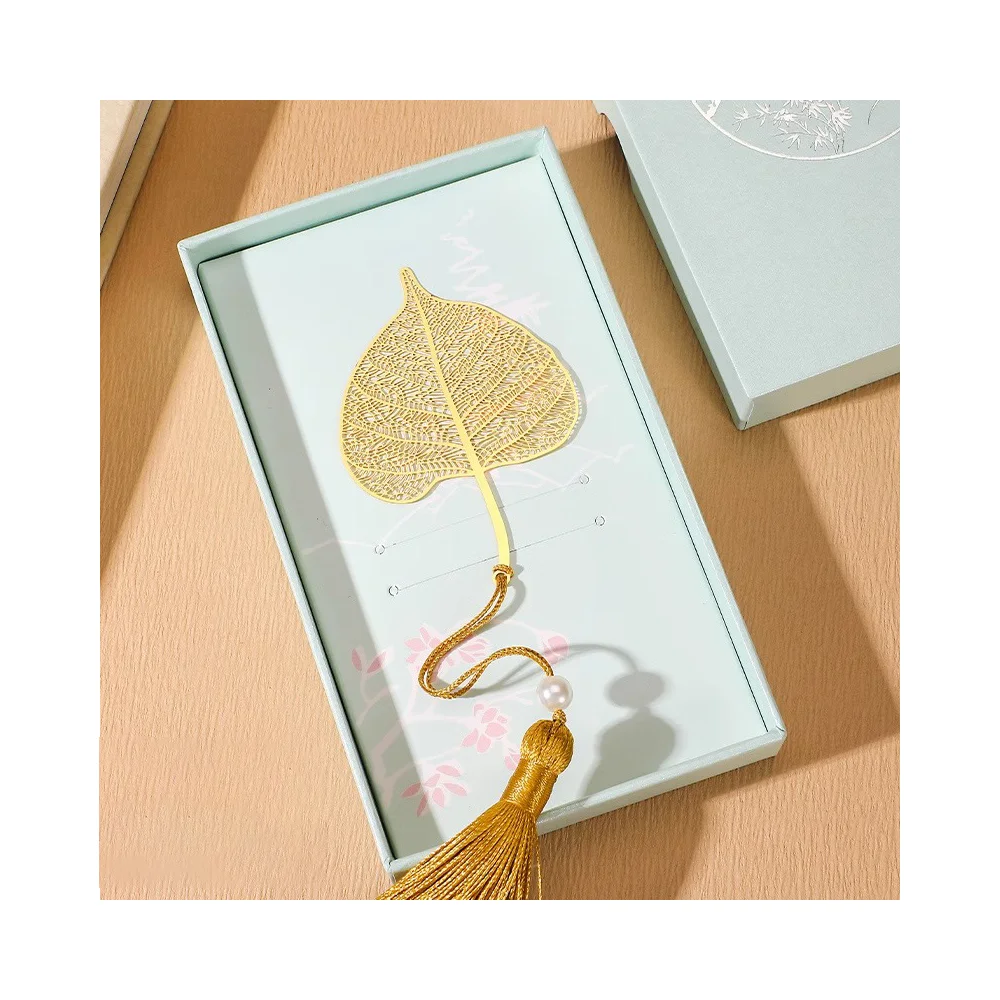 maple bookmark hollow out flower gold plated metal plated blank etched brass stainless steel bookmark metal crafts