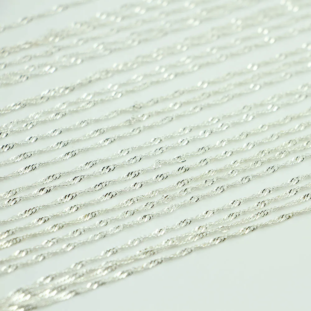 Wholesale DIY Jewelry Accessories Gold/Silver Semi-finished Chain Lobster Buckle Water Wave Chain 12pcs/pack