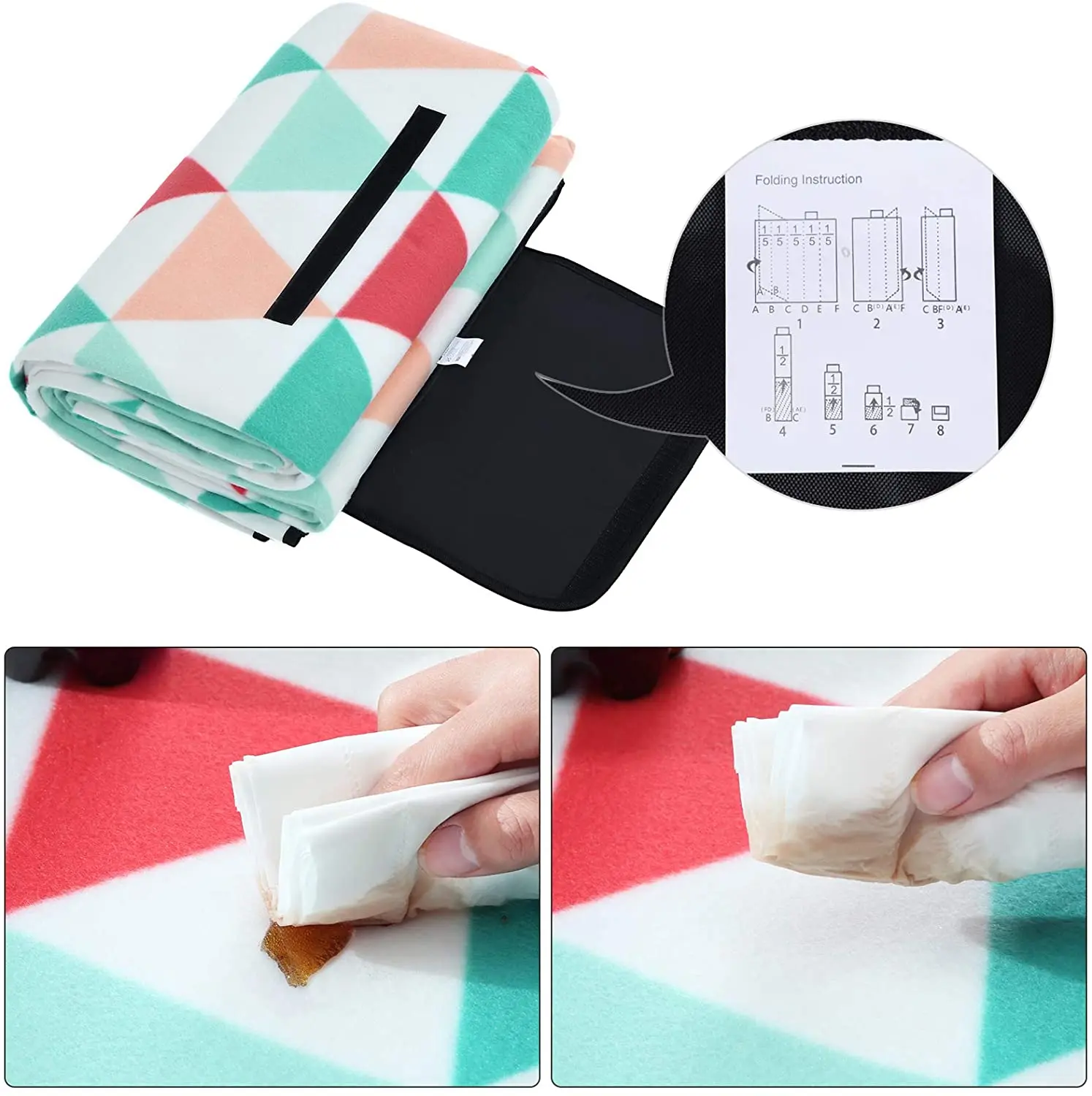 Cheap price waterproof 220x220cm polyester fleece picnic blanket