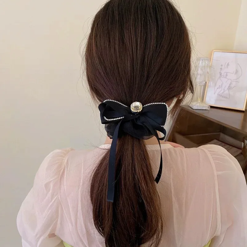 Vintage Elegant Hair Rope Solid Color Hair Ring Flower Elastic Rubber Band Ponytail Fashion Simple Hair Accessories