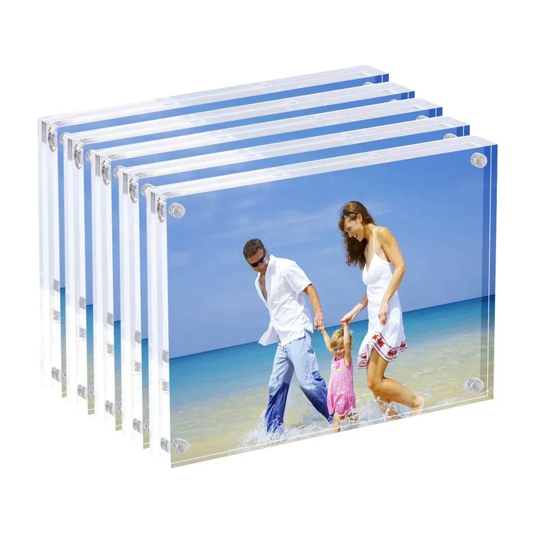 
Boho Acrylic Hot Sexy Video Glitter Float Cactus Twin Magnetic Photo Pictures Frames Mounding For Newborn 