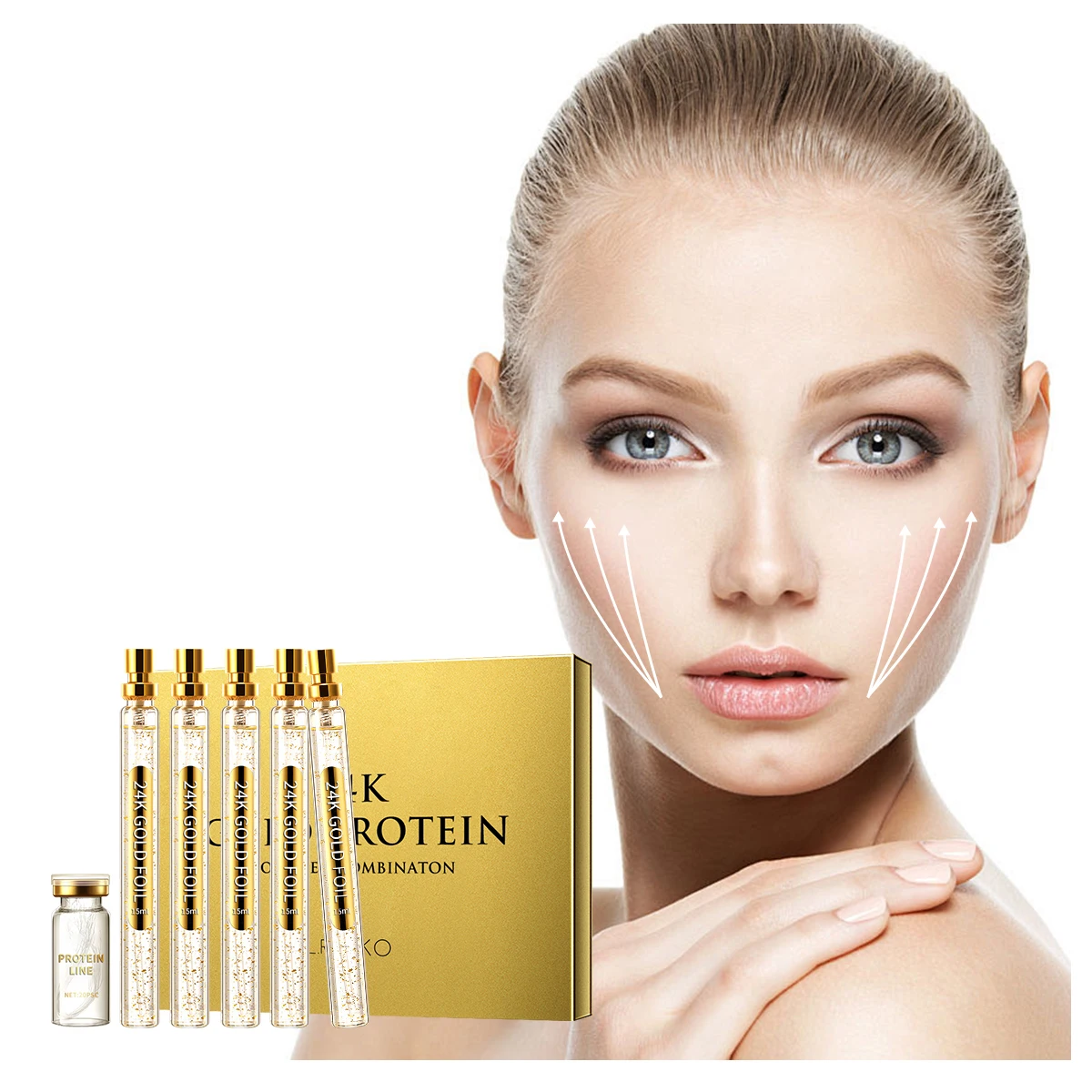 Private Label Whitening Anti Aging Revitalizer Serum Pure 24K Gold Collagen Skincare Set Korean Skin Care  Sets Products
