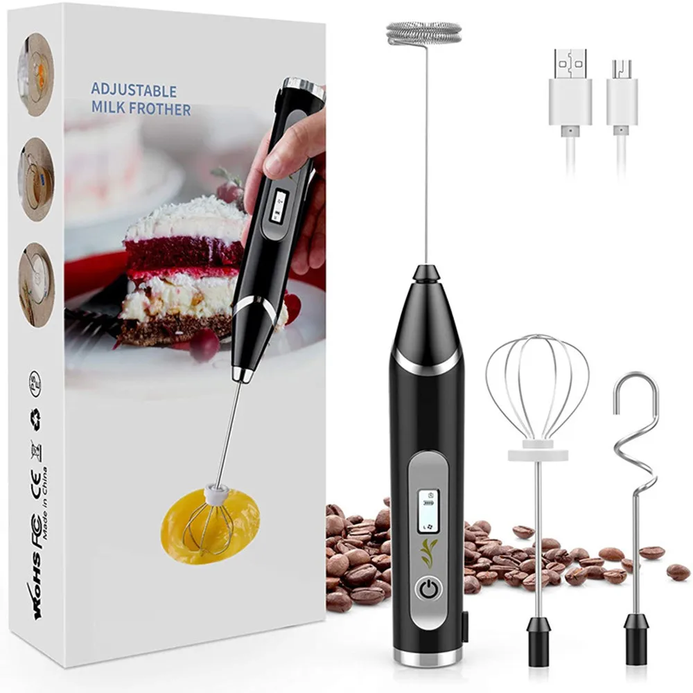 Electric Handheld Milk Frother Blender USB Rechargeable For Coffee Cappuccino