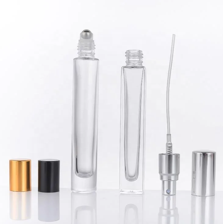 10ml Clear Round Square Glass Bottle For Perfume Essential Oils Cosmetic Empty Roll On Bottles