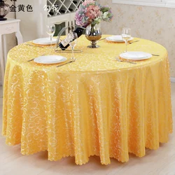 Luxury gold wedding banquet 132 inch round table cloth polyester jacquard customized tablecloth