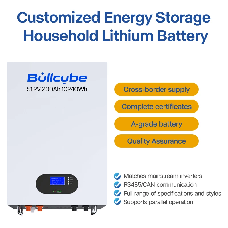 Bullcube lithium ion batteries 48v 200ah 48v 200ah lifepo4 battery high discharge rate 10 kw wall mounted battery