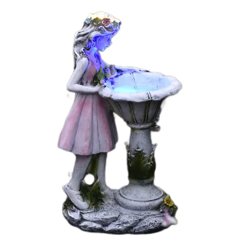 Solar Garden Statue for Outdoor Decor Fairy Garden Figurine with blue Light Resin girl Sculpture Ornament Waterproof Yard Art