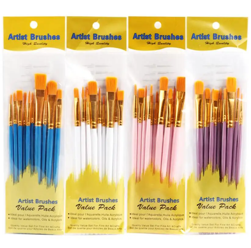 Best Selling 10Pcs Set Drawing Oil Art Painting Brush Watercolor