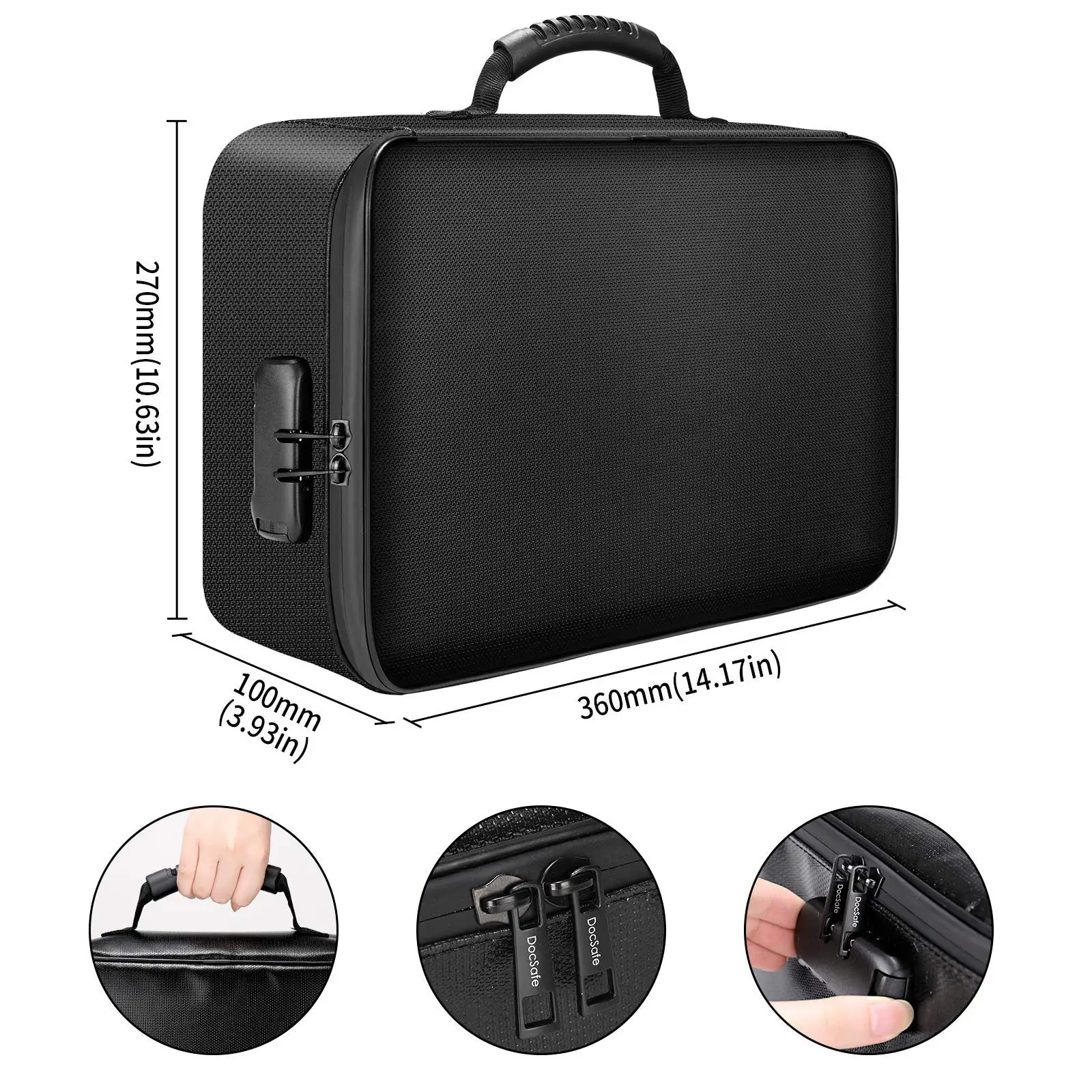 Amazon Best Sller Document Organizer Water-proof Storage Bag,Fireproof 3-Layer File Storage Case with Water-Resistant Zipper,