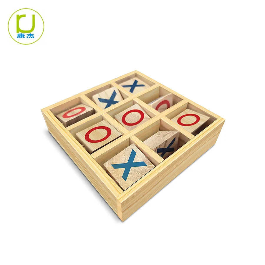 Pine Wood Rubber Wood Tic Tac Toe Board Game Connect 3 in a row Game