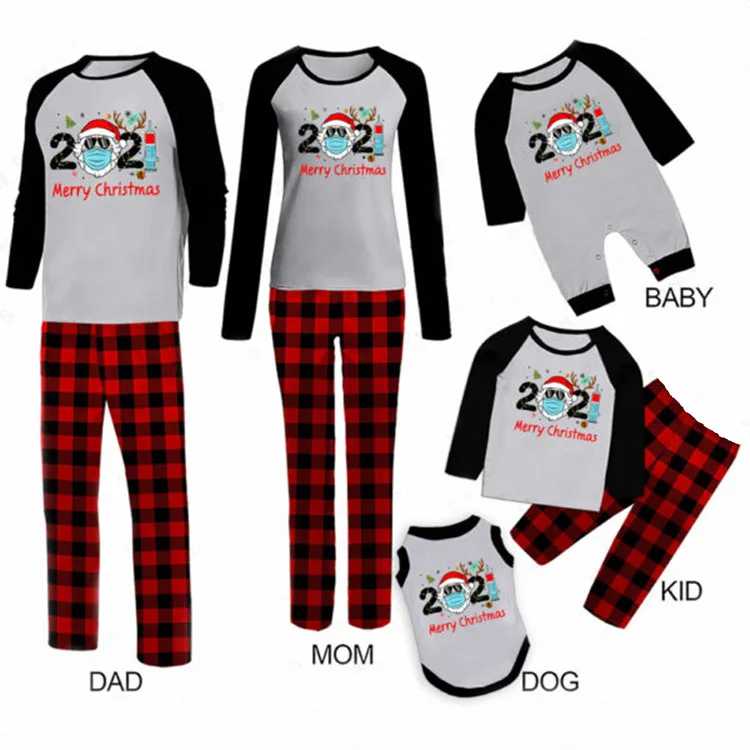 2021 New Style Autumn And Winter Cotton Blended Pattern Parents Children Pajamas