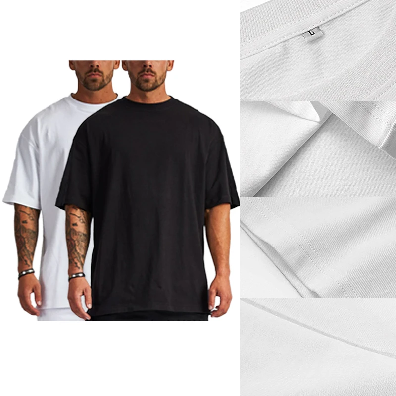 Summer 240GSM Pure Cotton Plus Size T-shirt Mens Casual Round Neck T-shirt Breathable High Quality Adult Quick Shipping OST