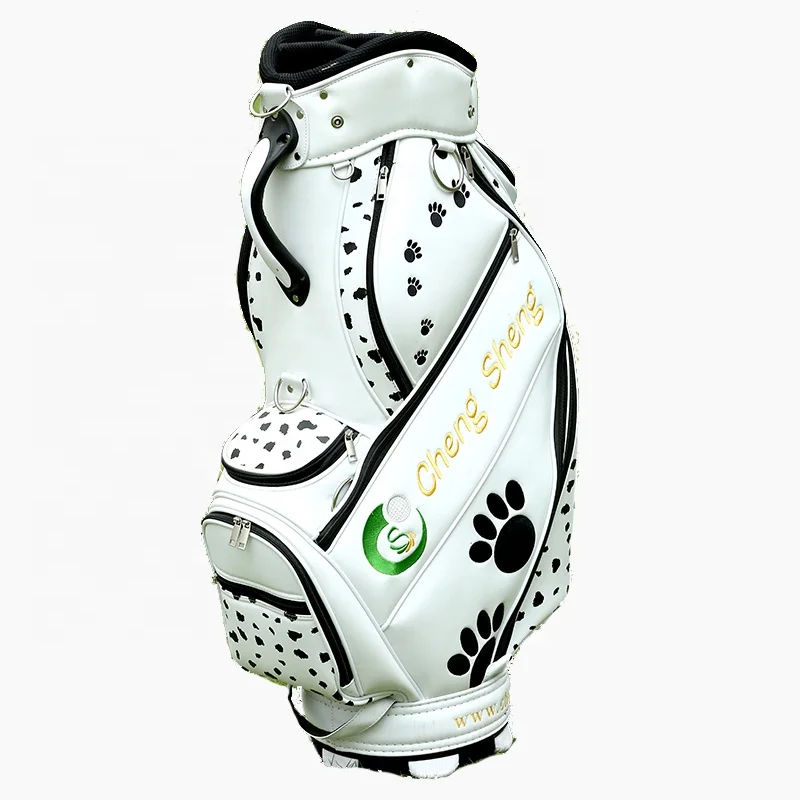 
PU Leather Golf Tour Bag Dog Paw Print Custom Design Golf Staff Bag 