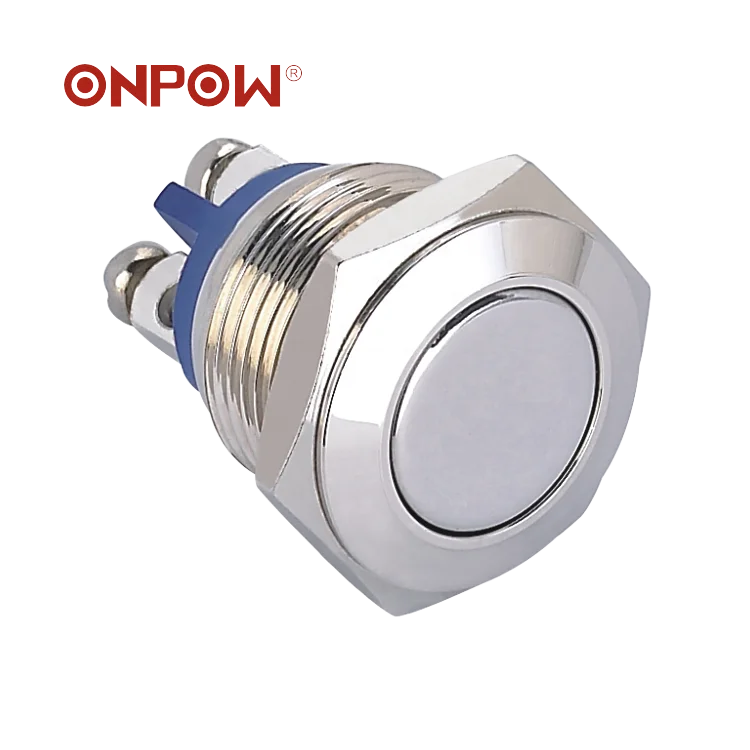 ONPOW 16mm GQ16F-10/N flat actuator unti-vandal doorbell switch momentary 1NO push button switch