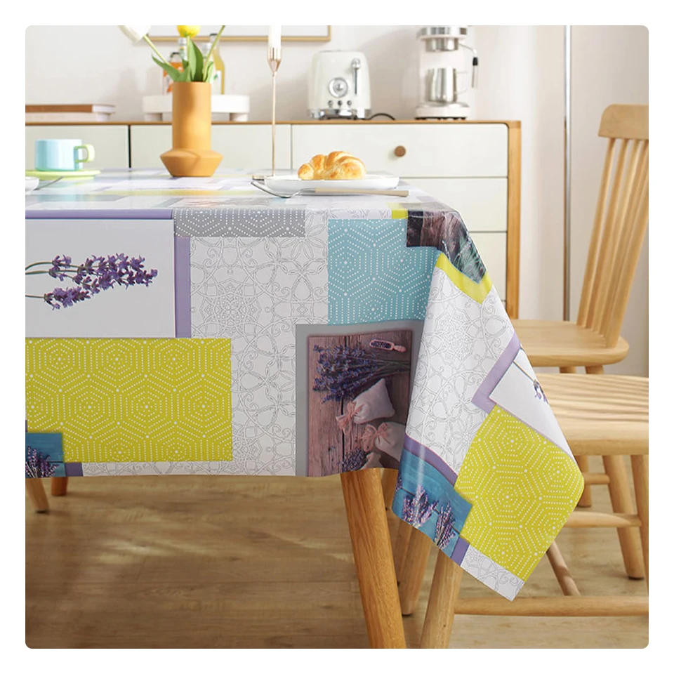 Waterproof Oil-proof Peva Modern Square Tablecloth Living Room Kitchen Balcony Coffee vinyl Tablecloth