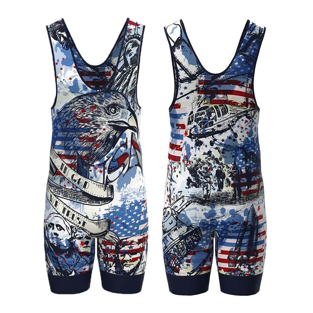 Custom Wholesale Men Quick Drying Polyester All Sublimated Wrestling Singlets