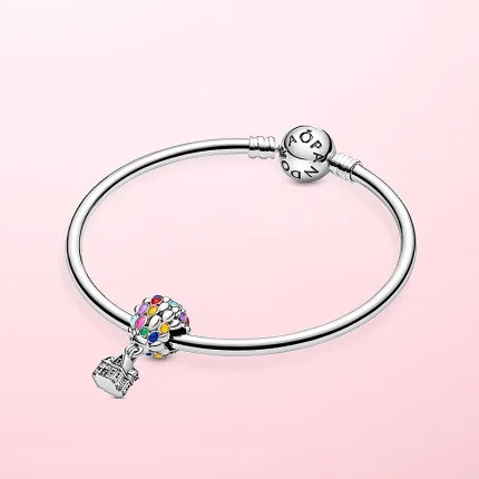 
925 Sterling Silver Up House Balloons Charm Colors Hot Air Balloon Adventure Pendant Beads Fit Pandora Bracelet making for women 
