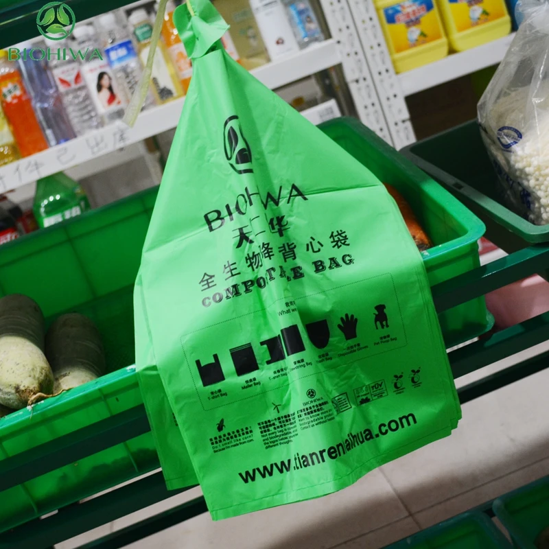Home Compostable T Shirt Bags for Vegetable/Fruit Biodegradable T Shirt Bags