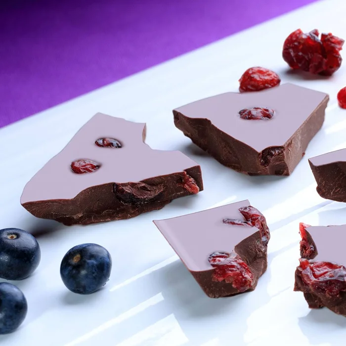 DAVIDA Wholesale Semisweet Chocolate Barks 53% Cocoa With Acai & Cranberries Colombian fruits 100% Premium Colombian Cocoa