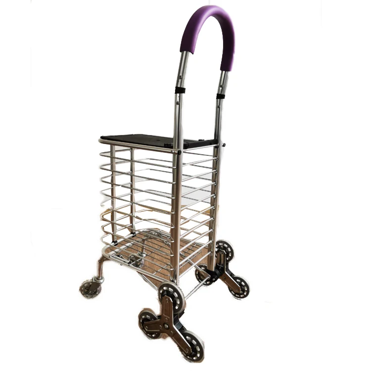 Складная тележка-корзина из алюминиевого сплава с дизайном сиденья