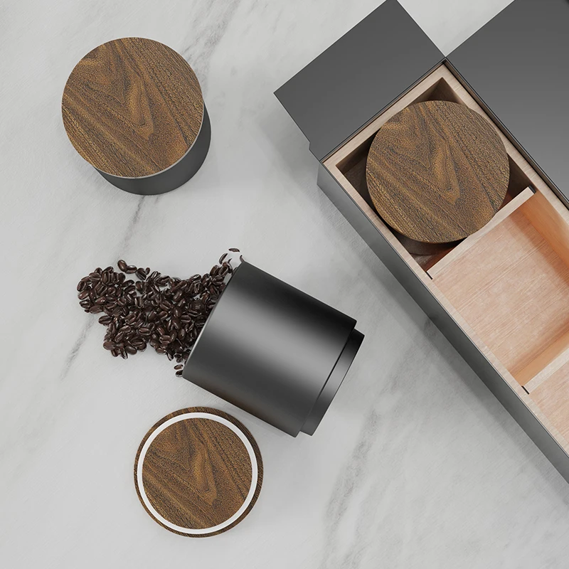 DHPO Black White Tea Biscuits Bean Suger Coffee Jars Canisters 3 Pcs Sets With Bamboo Lid for Kitchen Storage