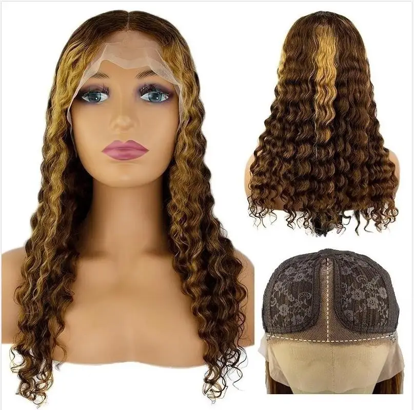 Fashionable  Human Hair Deep Wave Human Hair Front Transparent Lace Wig
