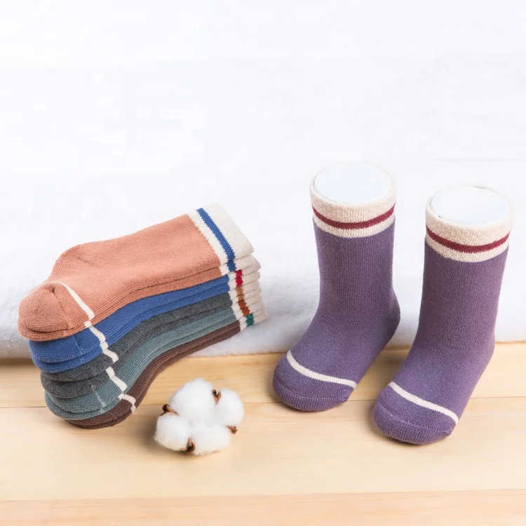 
wholesale winter stripe terry baby socks 