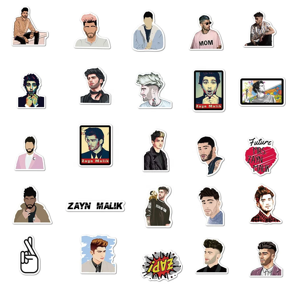 50Pcs Zayn Malik Singer UK Graffiti Sing Star Decor Luggage Laptop Washi Label Vinyl Waterproof  Custom Vinyl Sticker