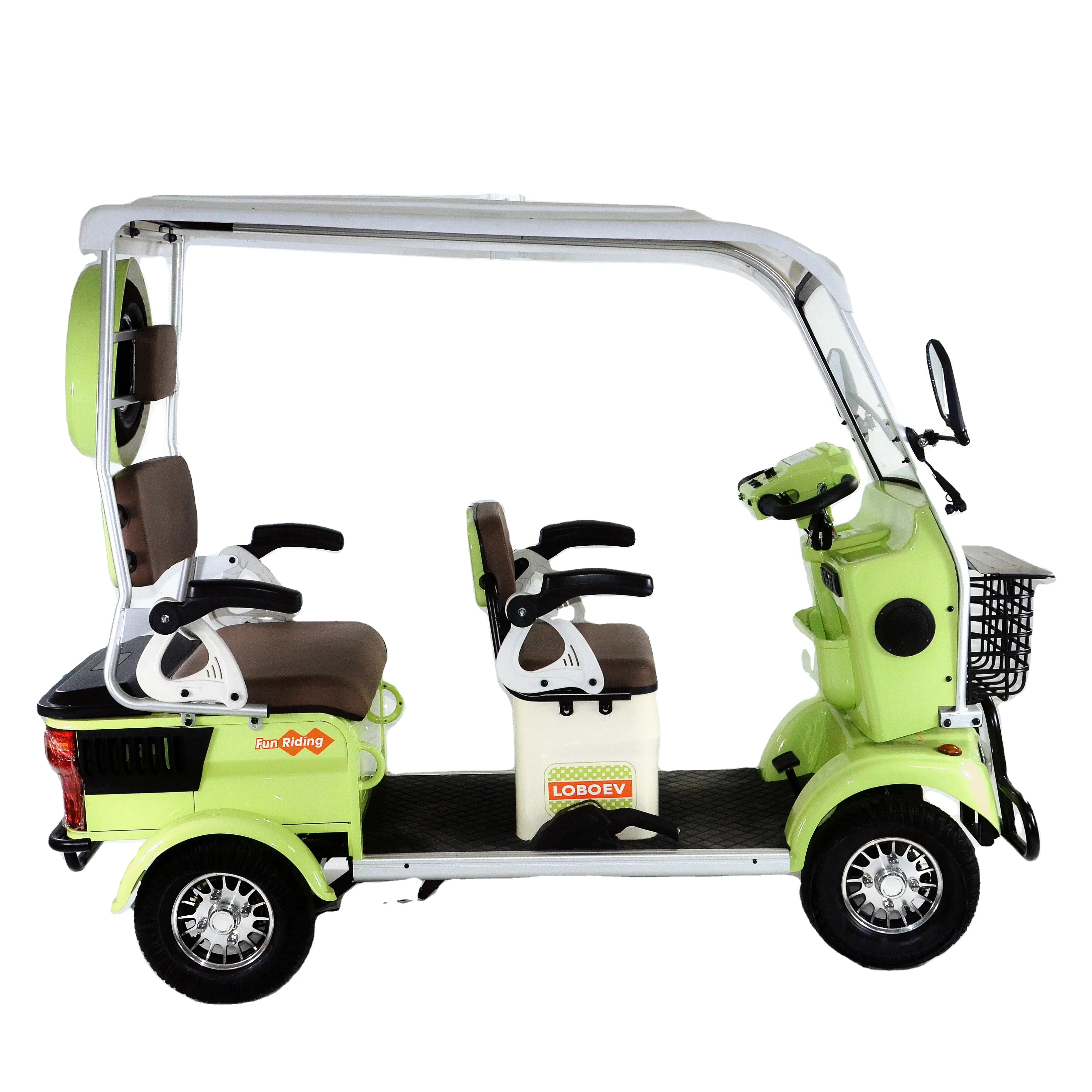 800W 1000W 1500W Drum Brake 60V 20AH 4 Wheels Mini Sightseeing Bus Electric Tricycles Vehicles for 3 Adult Passengers