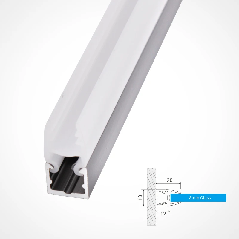 Jedver New Design 8mm Plug-in Terminal Glass Clip Profile LED Light Used with COB LED Strip for Wine Cabinet