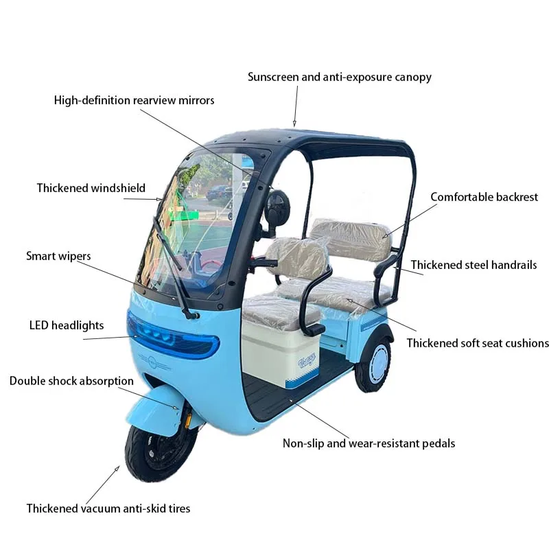 Popular Electric Tricycle Adult Passenger Electric Rickshaw Household Electric Tuk Tuk Car