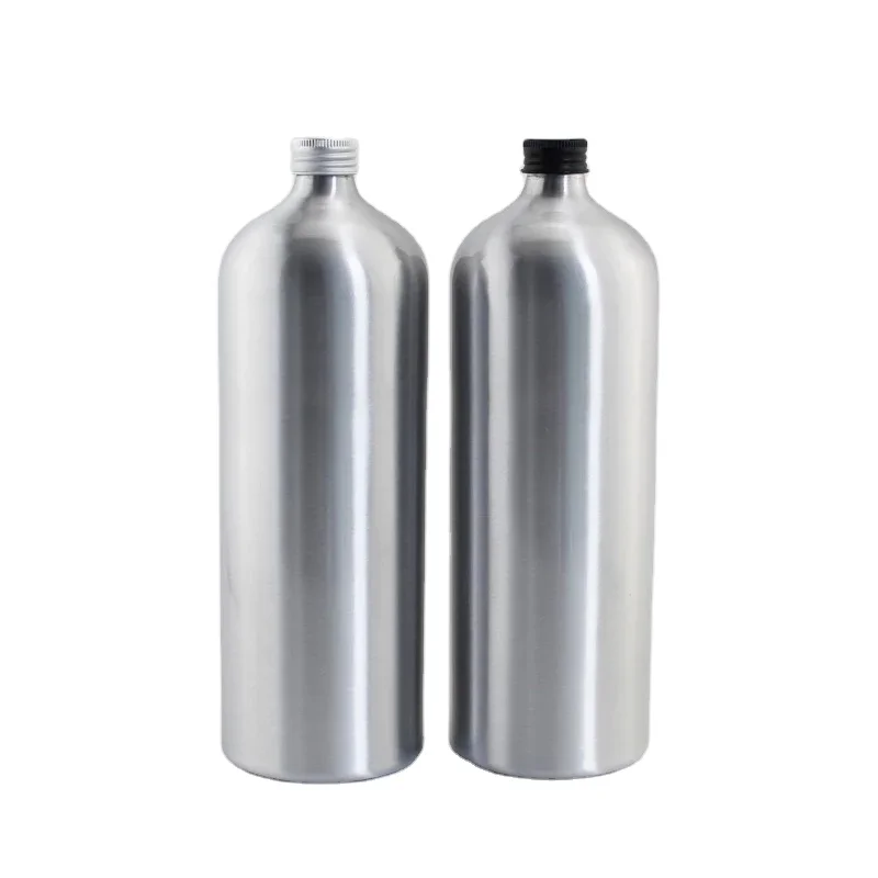  wholesale big volume 1000ml silver aluminum bottle with screw cap 1L metal