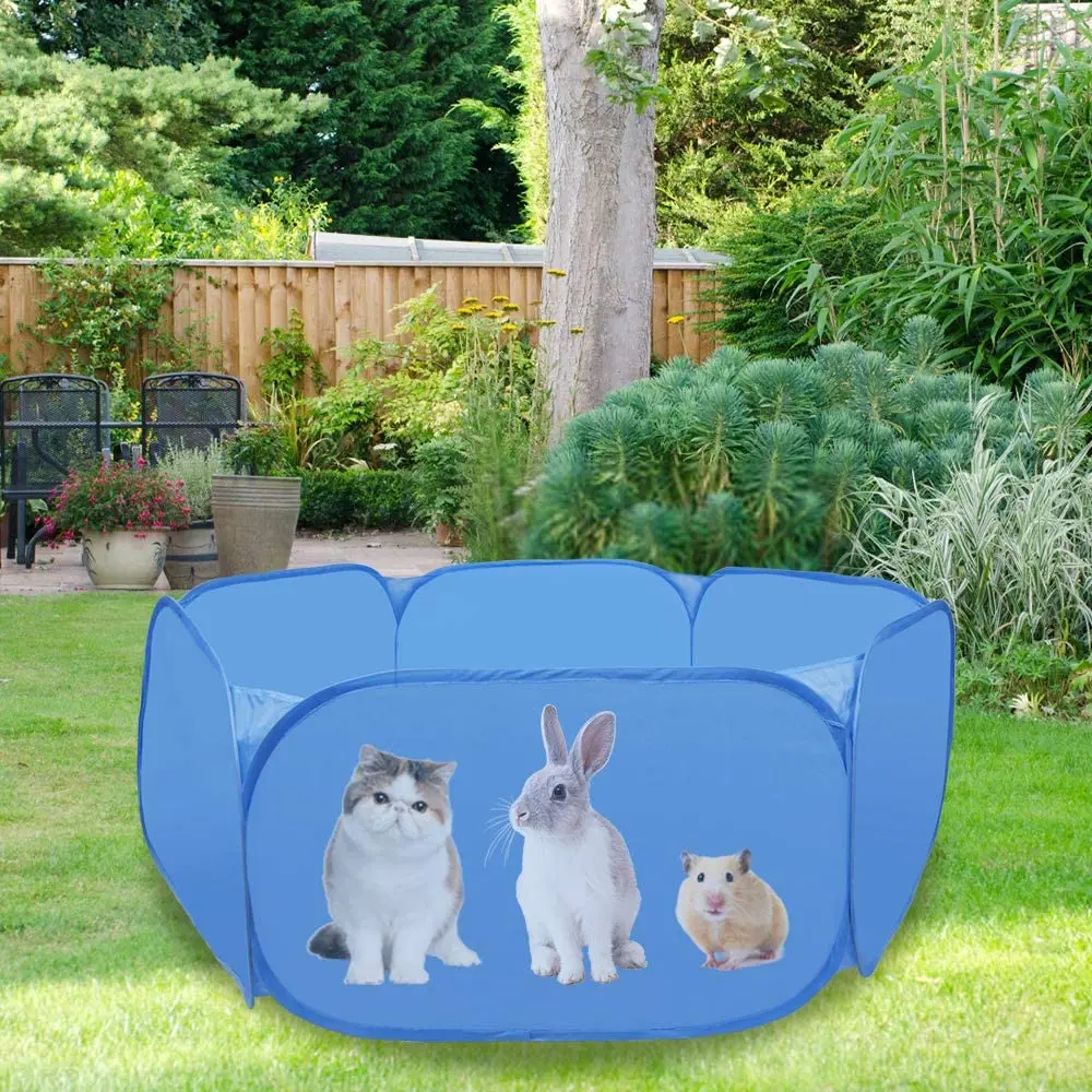 Small Animals Cage Tent, Breathable & Transparent Pet Playpen Pop Open Outdoor/Indoor pet tent