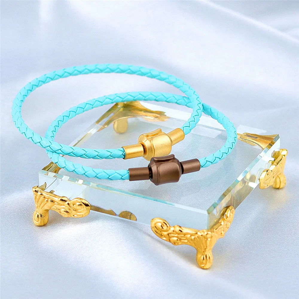 Fashion simple couple leather bio magnetic bracelet health genuine leather bracelet for men women