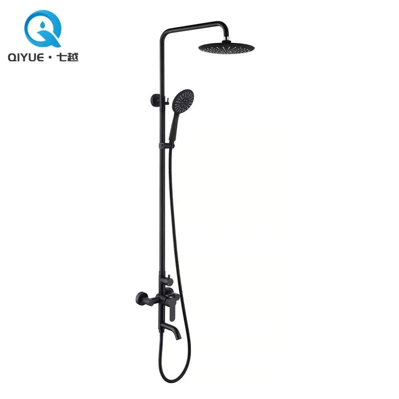 New bathroom sanitary wares single handle matte black stainless steel 304 bath rain shower mixer faucet set